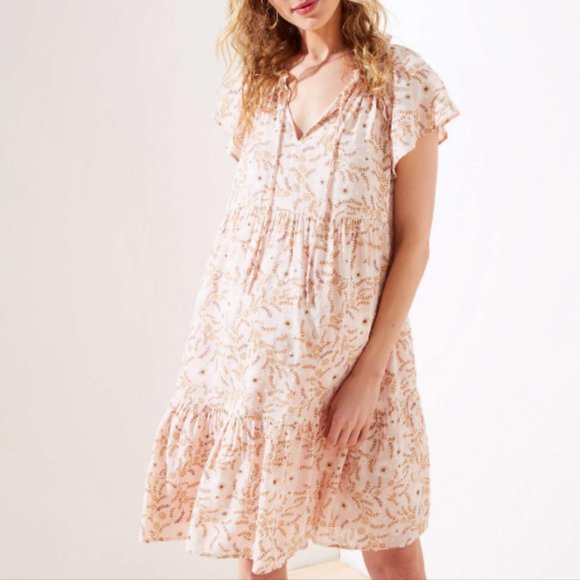 petite floral vine tiered dress